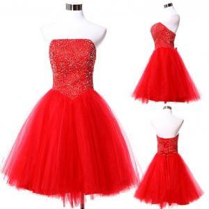 Red Short Prom Dress With Sequins ,white Cocktail..